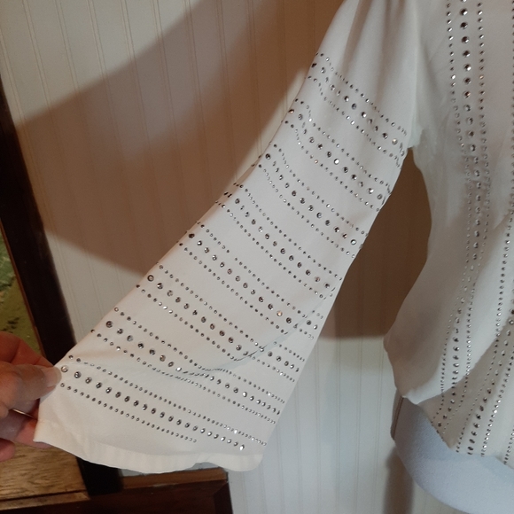 Alfani Long Sleeve Stunning Studded Blouse With Ballon Elastic Waist - Picture 3 of 7